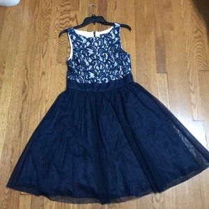 Blue and white dress